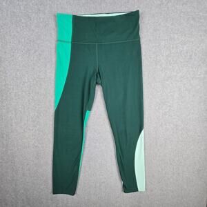 Athleta Medium Green Colorblock Elation Asym 7/8 Leggings Powervita fabric